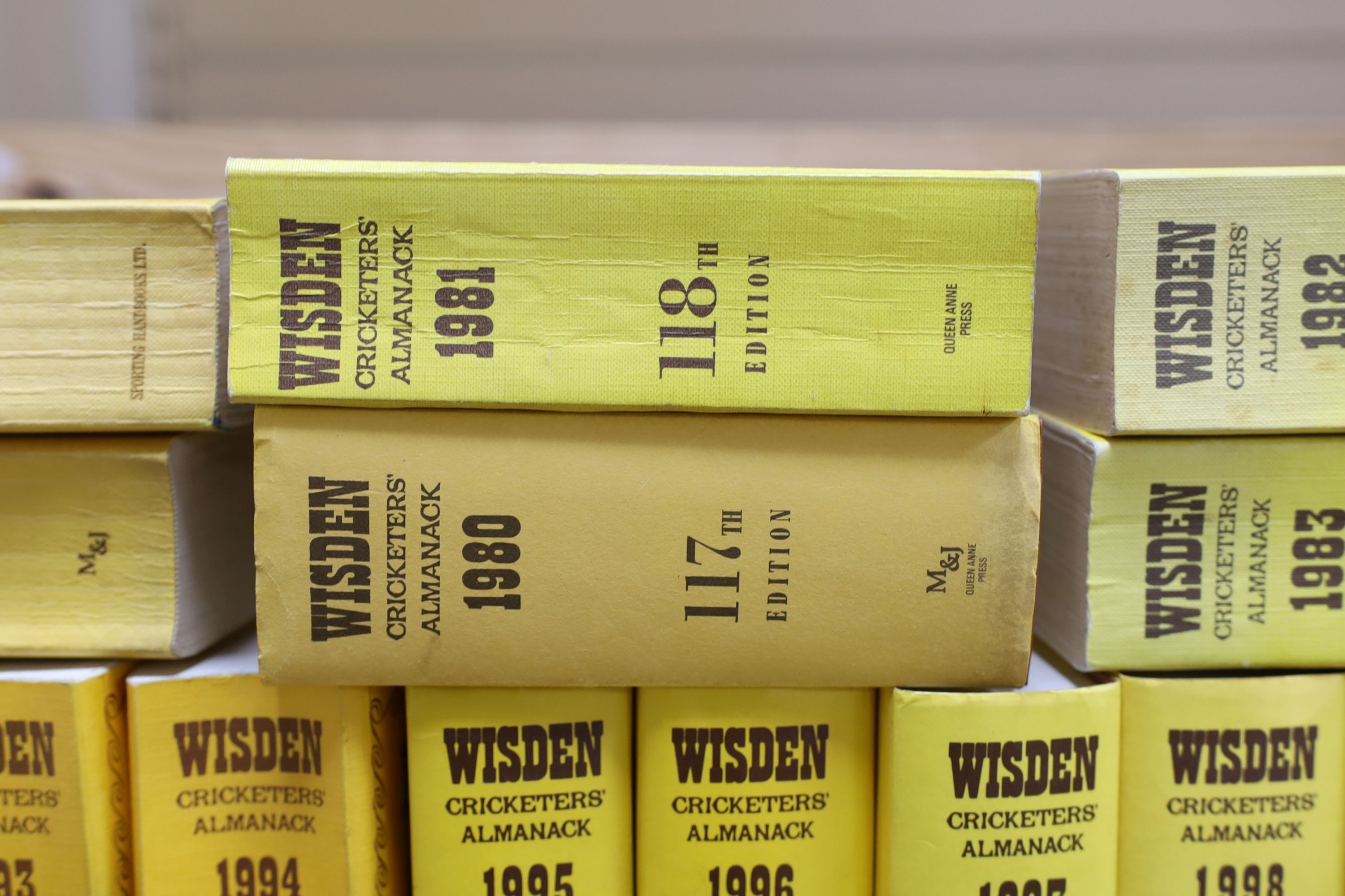 A run of cricket Wisden Almanacks, 1978-2020